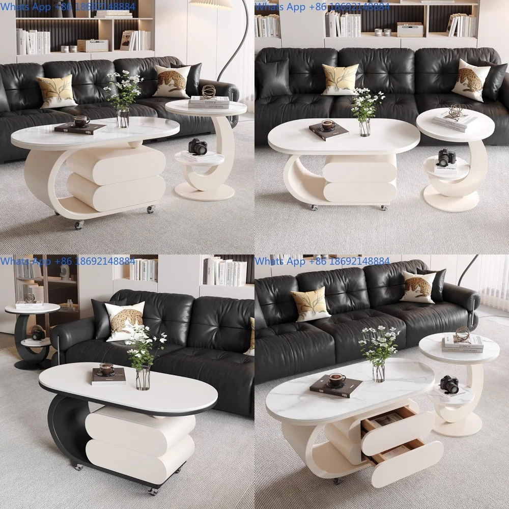 Modern Minimalist Stone Coffee Table Set Portable Living Room Small Apartment Italian Style Luxury Artistic Tea Table