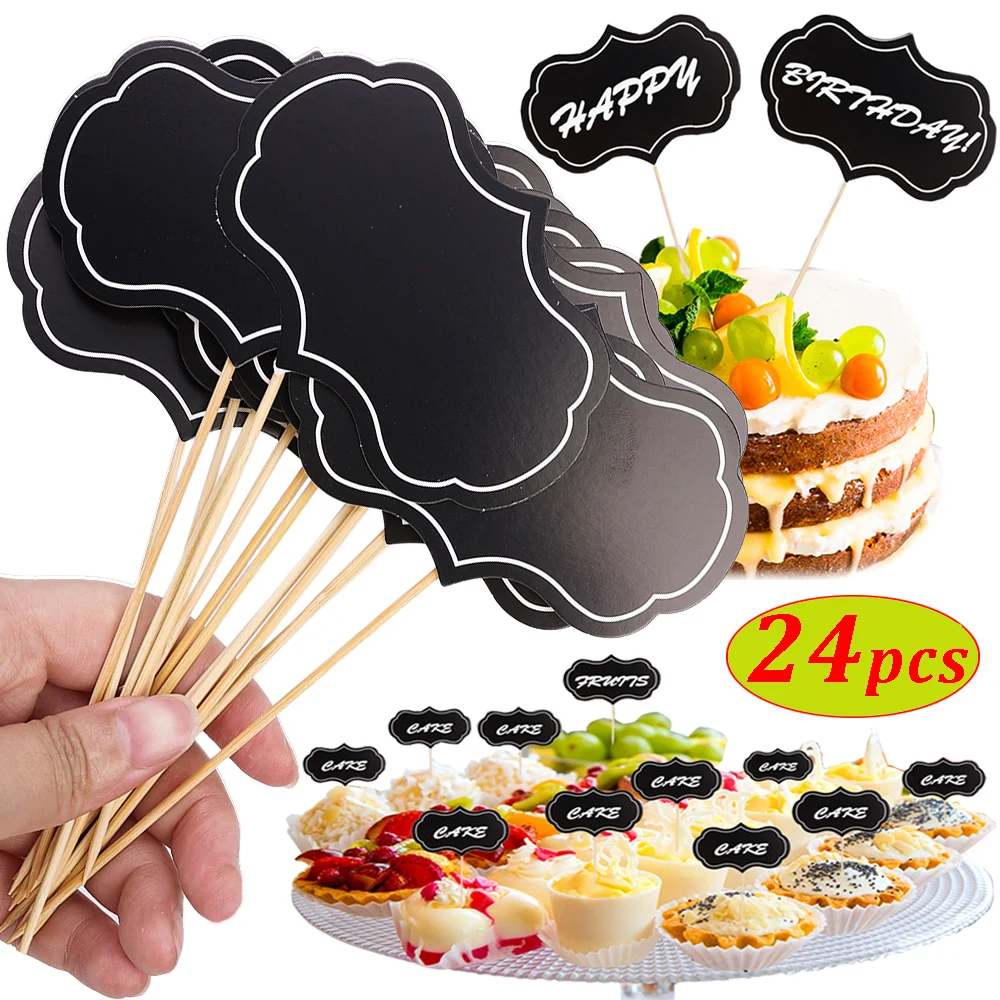 24pcs Mini Blackboard Paperboard Message Slate Cake Topper Decoration Memo Label Brand Number Table Price Home Restaurant Party