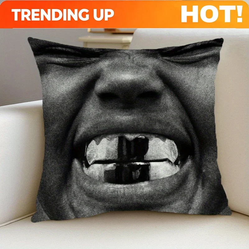 Customize 1pc Kanye West Bully Album Graphic Pillow Cover - Bold Monochrome Portrait Cushion Case with Zipper Closure, 18x18 Inc
