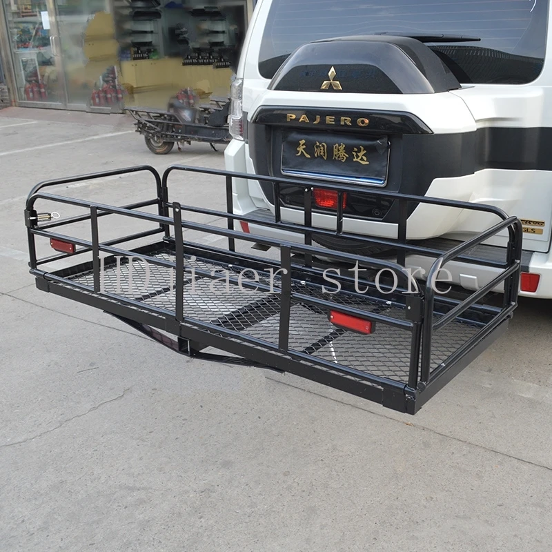 

High Quality Trailer Hitch Mount Cargo Carrier - Rear Folding Luggage Basket Rack Universal for Cars & Trucks