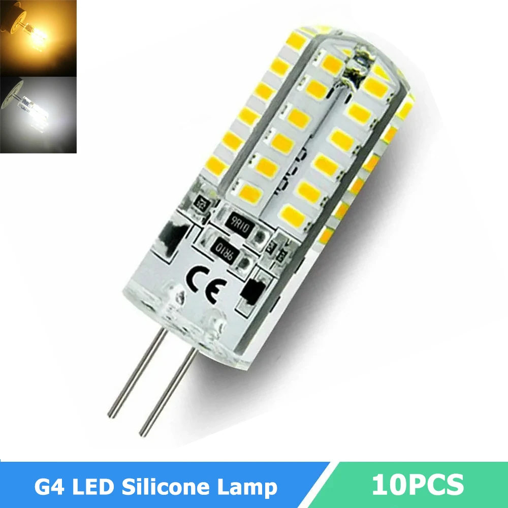 10pcs G4 LED Silicone Lamp 2W 3W 24 LEDs 48LEDs LED Corn Bulb 3014SMD LED Light for Chandelier Warm/Cool White AC/DC 12V 220V