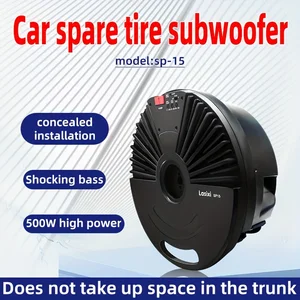 Car spare tire subwoofer, heavy-duty, active bass with amplifier, audio modification, suitable for spare tires over 15 inch 8 best sales 15 inch subwoofer - №6