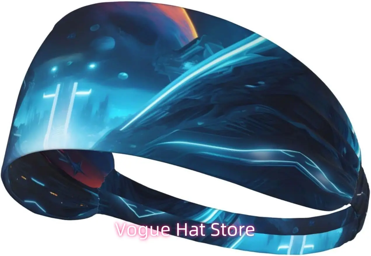 

Science Fiction Future Elastic Exercise Headband, Fitness Exercise Yoga Cycling Headband, Outdoor Sports Elastic Sweat-Absorbing