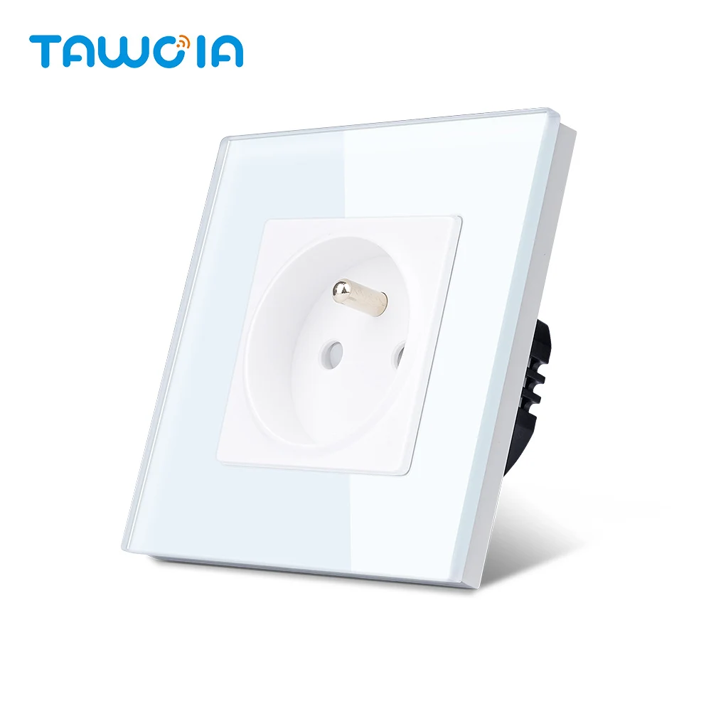 TAWOIA Wall Power Socket France Poland Standard 16A 86mm*86mm Crystal Glass Panel Plug Electrical Outlet For Home Improvement