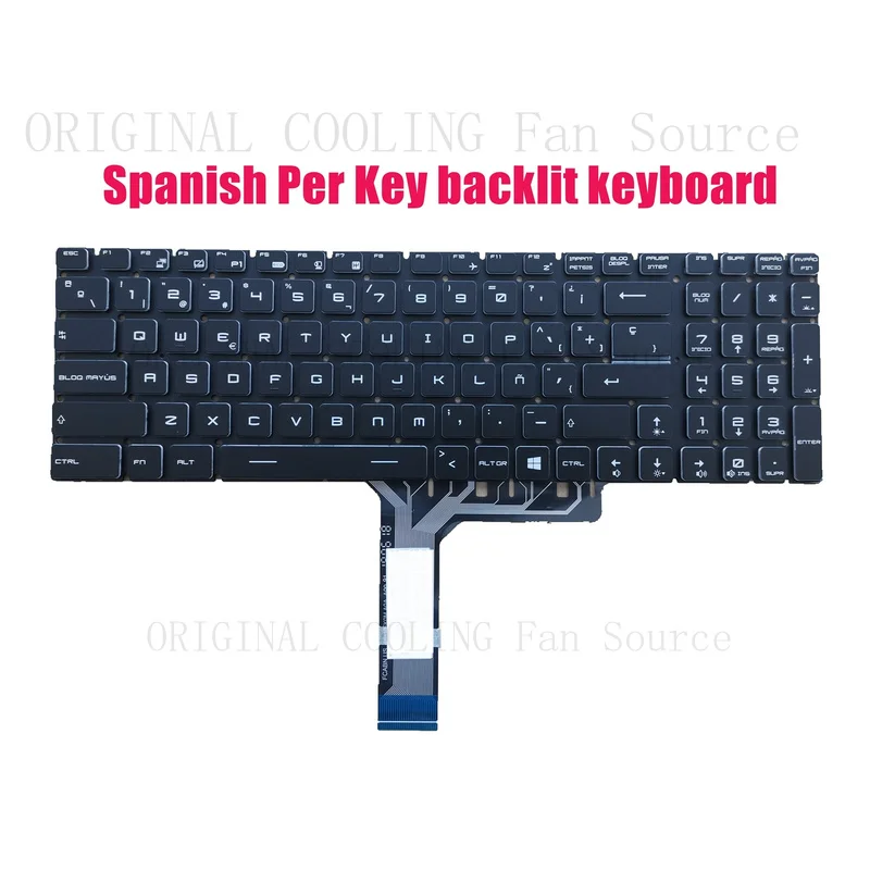 R+  Spanish backlit keyboard for MSI GL75 Leopard 10SER/GL75 Leopard 10SFSK(MS-17E7)