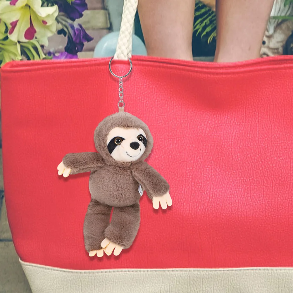 2 Pcs Mini Plush Animal Toy Sloth Keychain Backpack Decorations for Girls Keychains Backpacks Child Hanging Bag Pendant