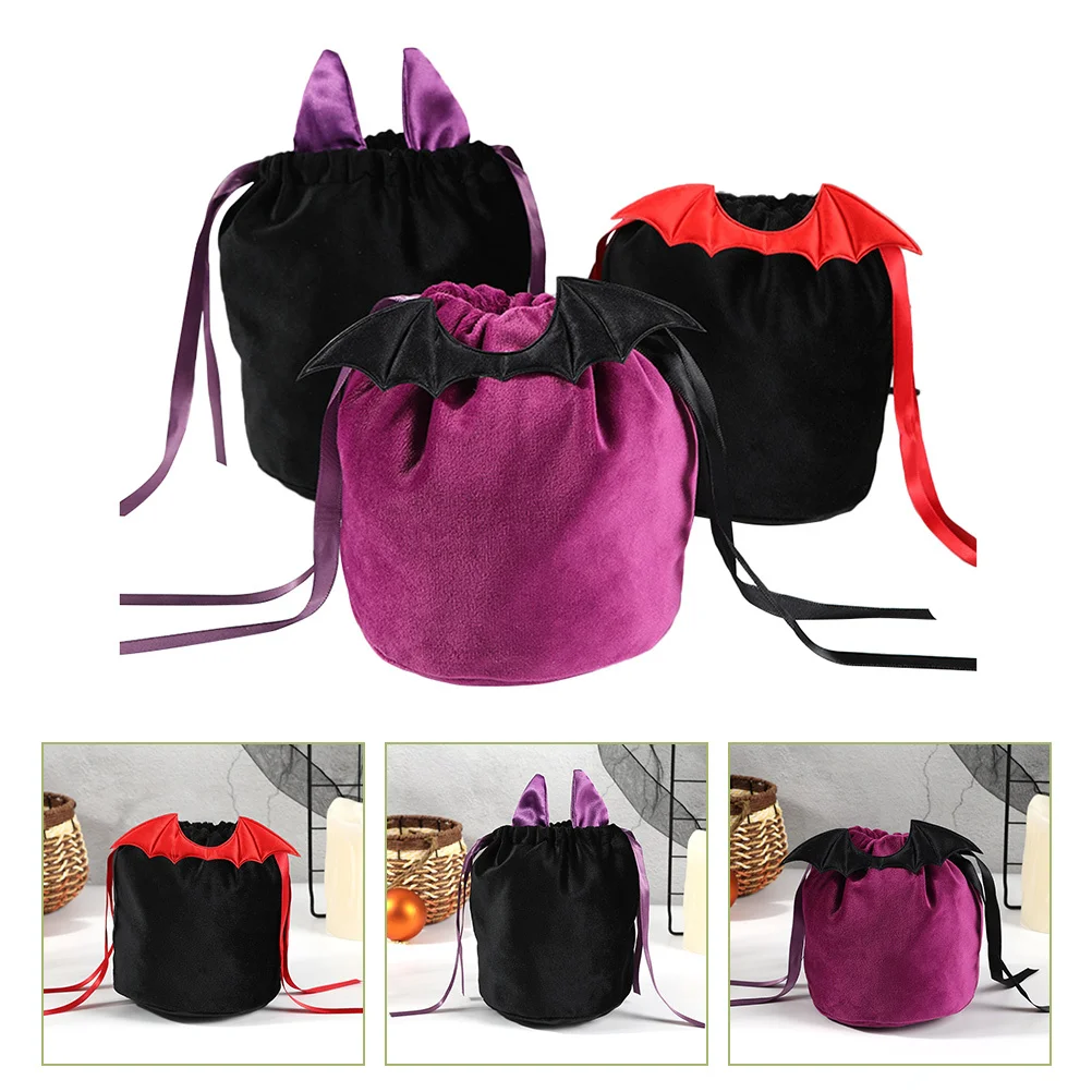 

3pcs Halloween Candy Gift Bags Bat Decor Treat Pouch For Party Favors Goodies Bag Set Halloween Decorations Party Supplies