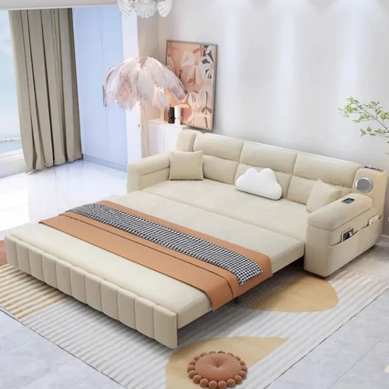 Creative Velvet Soft Couches Storage USB Designer Foldable Balcony Sofa Bed Speaker Designer Relaxing Schlafsofa Home Furniture