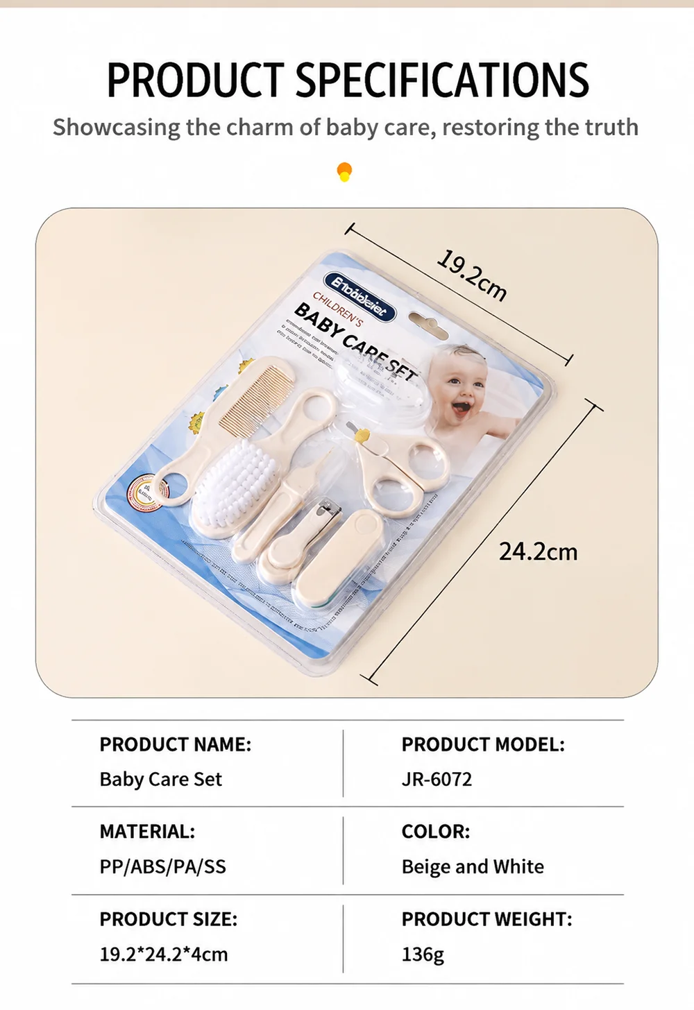7-teiliges Baby-Pflegeset Neugeborenen-Pflegeset Sicherheits-Nagelknipser Kamm Bürste Schere Säuglings-Hygiene-Set Babyparty-Geschenk – Detail 6
