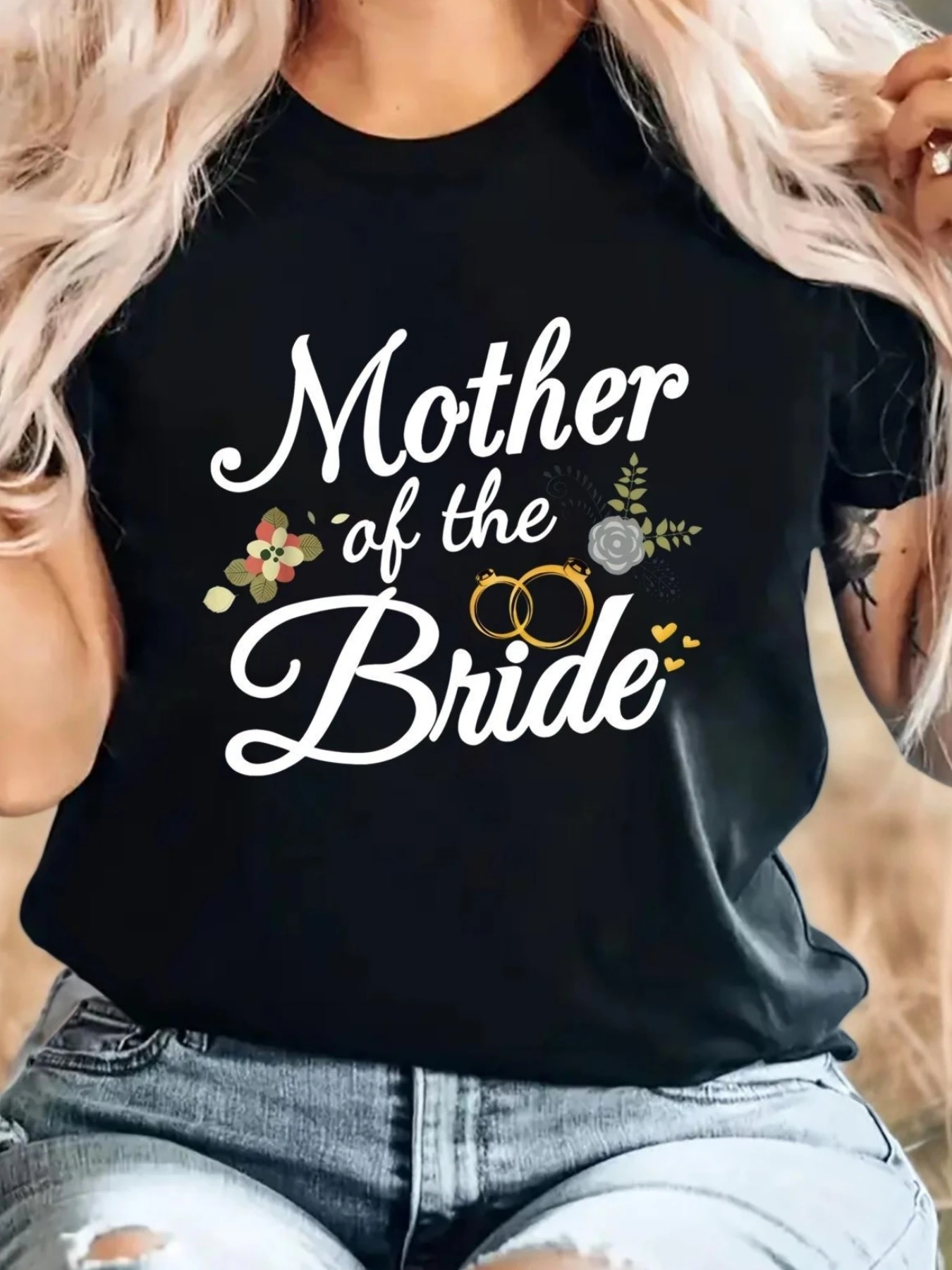 Mother of The Bride Mom Gifts for Wedding or Bachelor Party Print Women T Shirt Short Sleeve O-Neck Casual Top Women's Clothing