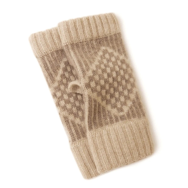 MVLYFLRT Class A Women's 100% Pure Goat Cashmere Gloves Knitted Jacquard Thick Winter Fashionable Warm And Cold Resistant Gloves