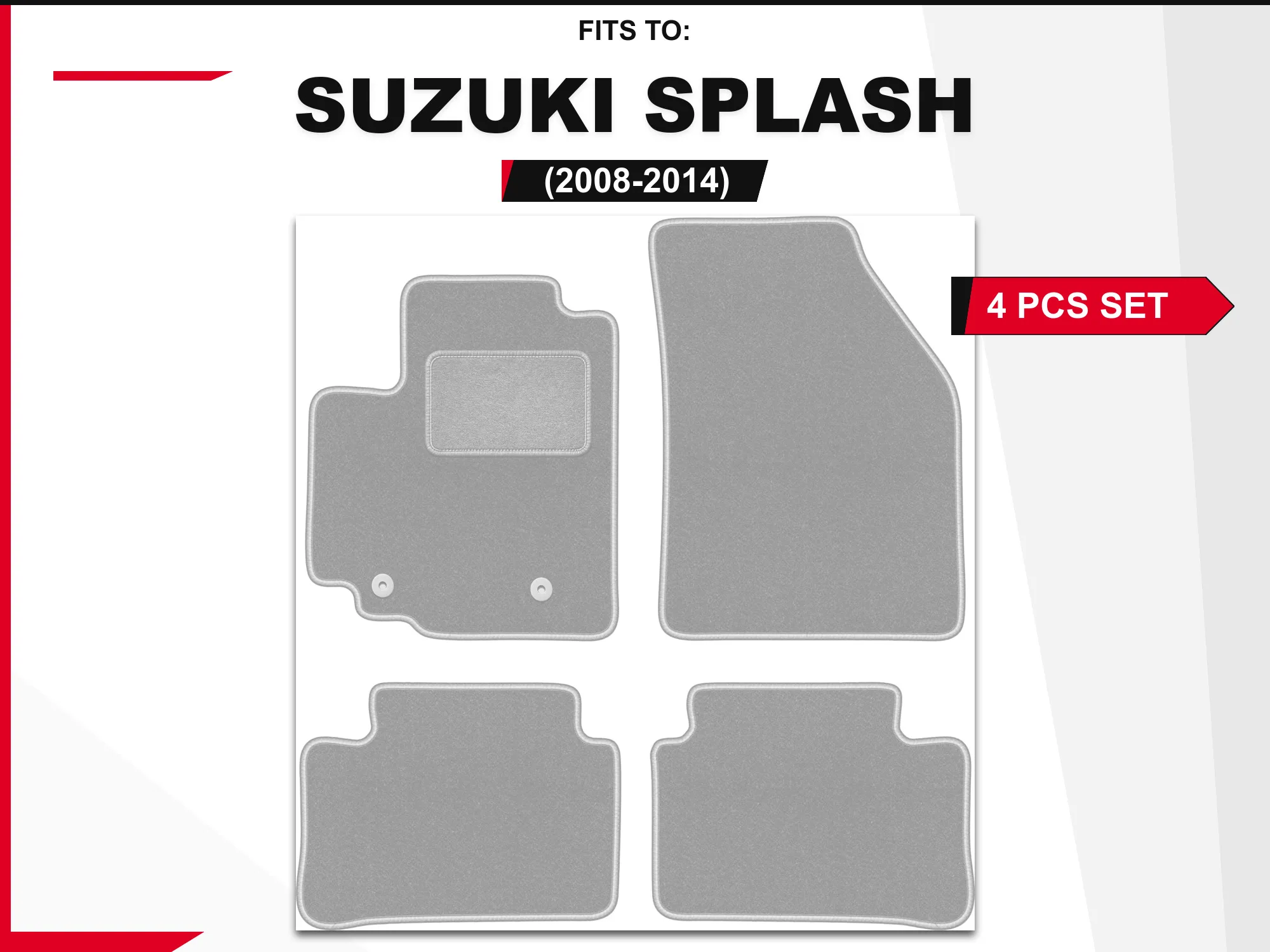 OSLO velourtapijten voor: Opel Agila B 2008-2014 hatchback Grijs 4 stuks