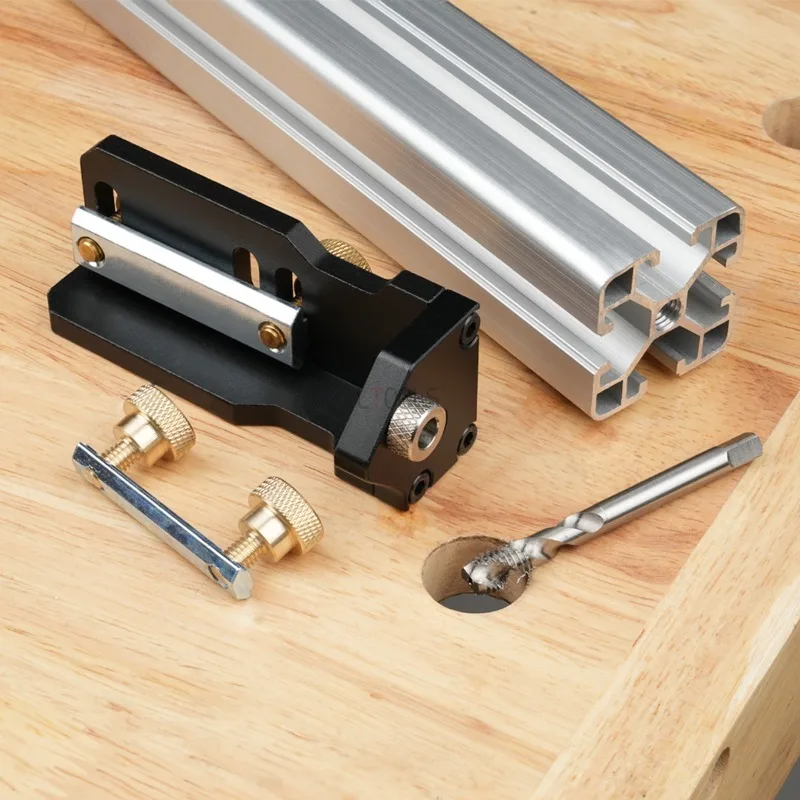 Manual Tapping Tool for 20/30/40 Aluminum Profiles – Hand Tap Wrench Kit with Threading Jig & Machining Guide for DIY Furniture