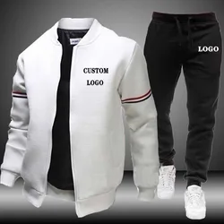 Chándal con logotipo personalizado para hombre, conjunto de 2 piezas, chaqueta y pantalones de chándal, ropa de calle informal, ropa deportiva de marca, primavera y otoño