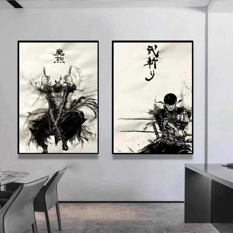 

Japanese Anime One Piece Zoro Canvas Paintings Hanging Gift Art Picture Birthday Gifts Comics Pictures Classic Kid Action Figure