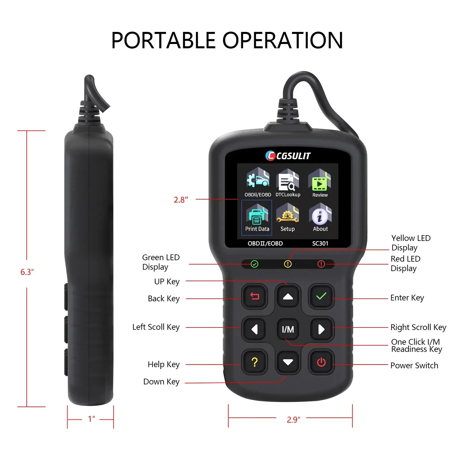2025car code reader CGSULIT SC301 Car Code Reader Smog Check&Car Health and Repair Tool with stable quality