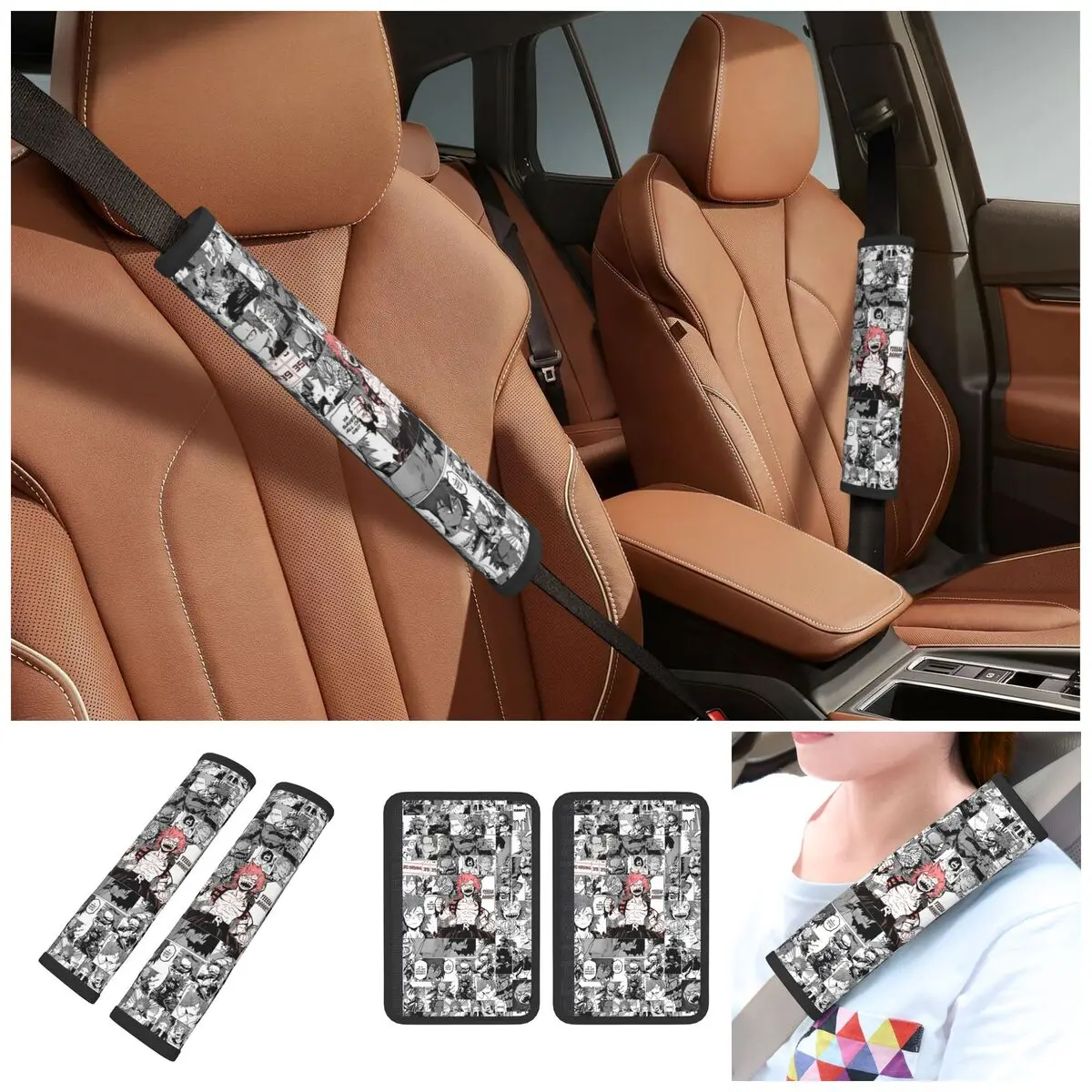 My H-Hero A-Academia Anime Car Seat Straps Shoulder Pads Super Soft Seat Belt Covers for Long Flight