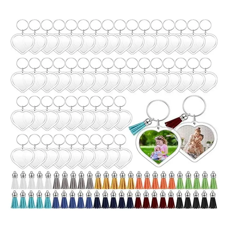 

Набор акриловых украшений в форме сердца A20F-50PCS с брелоками и кисточками для фотографий и поделок своими руками