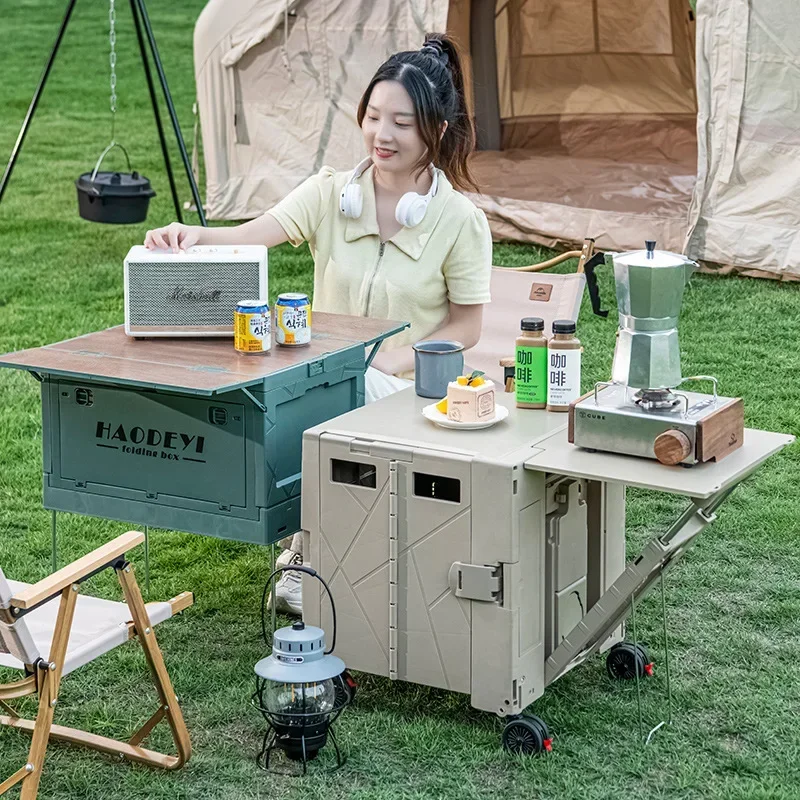 Storage Box Portable Camping Cart Picnic Cart Outdoor Camping Folding Trailer Floor Stand Shopping Cart Spring Outing캠핑카