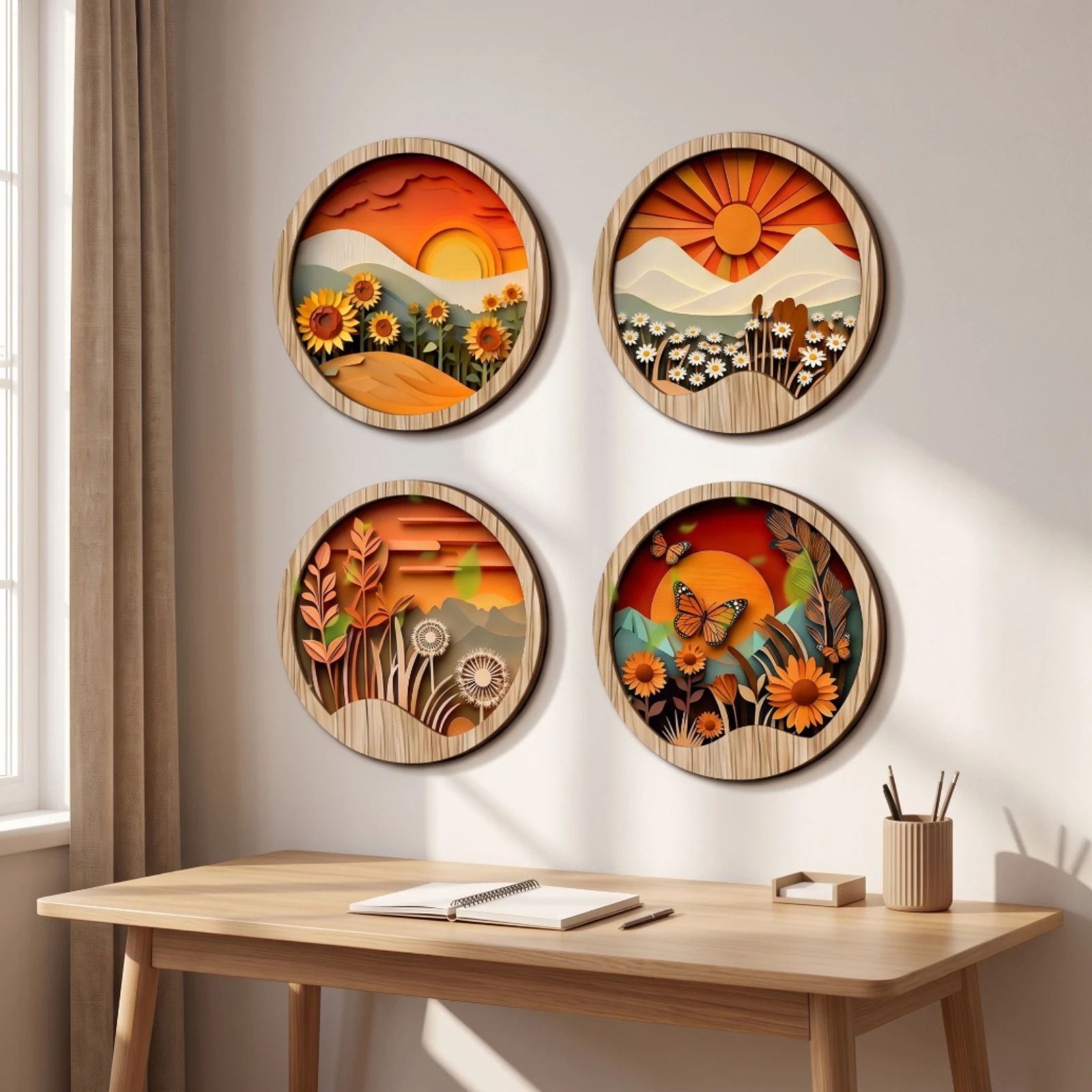 4 Pieces Wood Wall Decor Rustic Plaques with Adhesive Sheet for Living Room, Entryway - view 5