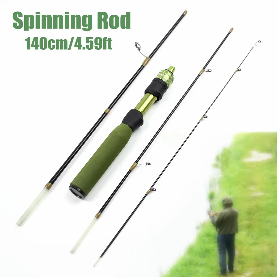 4 Piece Ultralight UL Spinning Fishing Rod 1.4m Carbon Fiber Portable Trout Lure Pole for Stream Freshwater Fishing
