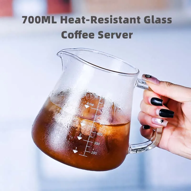 New High Borosilicate 700ml  Glass Pour Over Coffee Pot and Tea Pots Set Sharing Pot