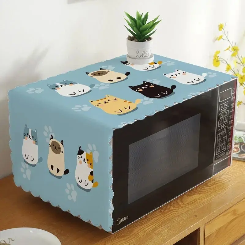 GoodTop 1 Pcs Microwave Oven Dust Cover Cartoon Colorful Simple Modern Oven Cover Fashion Kitchen Accessories