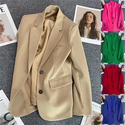 Women's Blazers Jacket 2025 New in Korean Fashion Small Suit Top Brown Suit Coat Clothes Loose Straight Temperament Slim Blazer