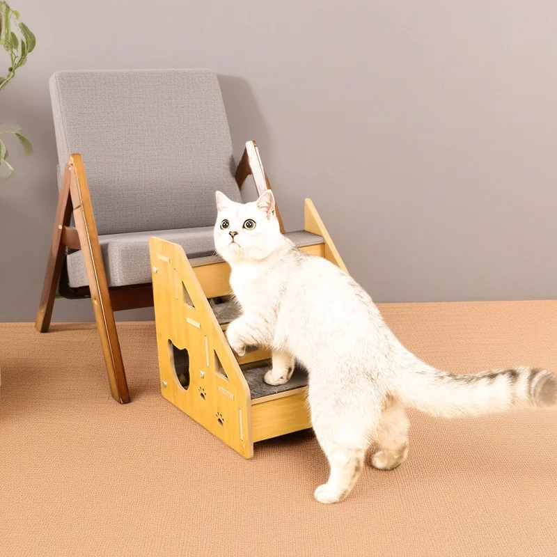 Cat Non Slip Ramp Assembled Scratch Stair Durable Stable No Collapse Protect Joints For Senior Cats Kittens Home Bed Gift