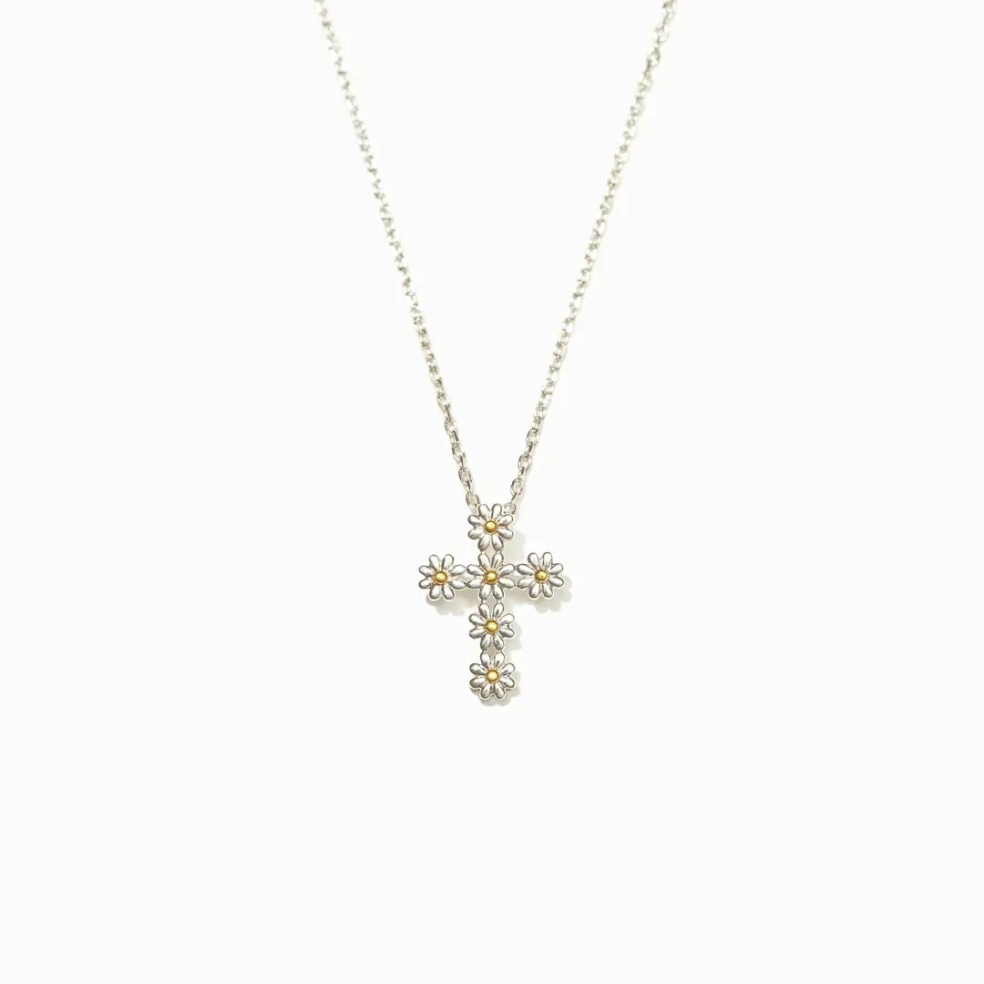 925 Sterling Silver Cross Pendant cute Flower Necklace for Women Chain Charm New Trend Aesthetic Jewerly collares