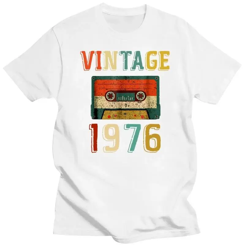 Prezent urodzinowy Vintage 1976 Mixtape T Shir męska letnia bawełniana koszulka casualowa z krótkim rękawem Plus Size