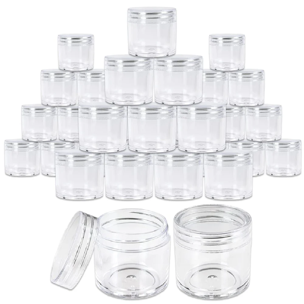 30g/30ml (1 fl. oz.) Double Wall Clear Plastic Leak Proof Jars for Creams,Lotions,Make Up,Powders,Glitters(Clear, 30Pcs)