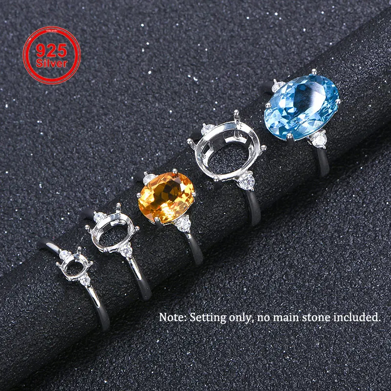 S925 Silver Minimalist Ring Bases - 4x5mm to 12x16mm DIY Adjustable Sizes for Women's Handmade Jewelry