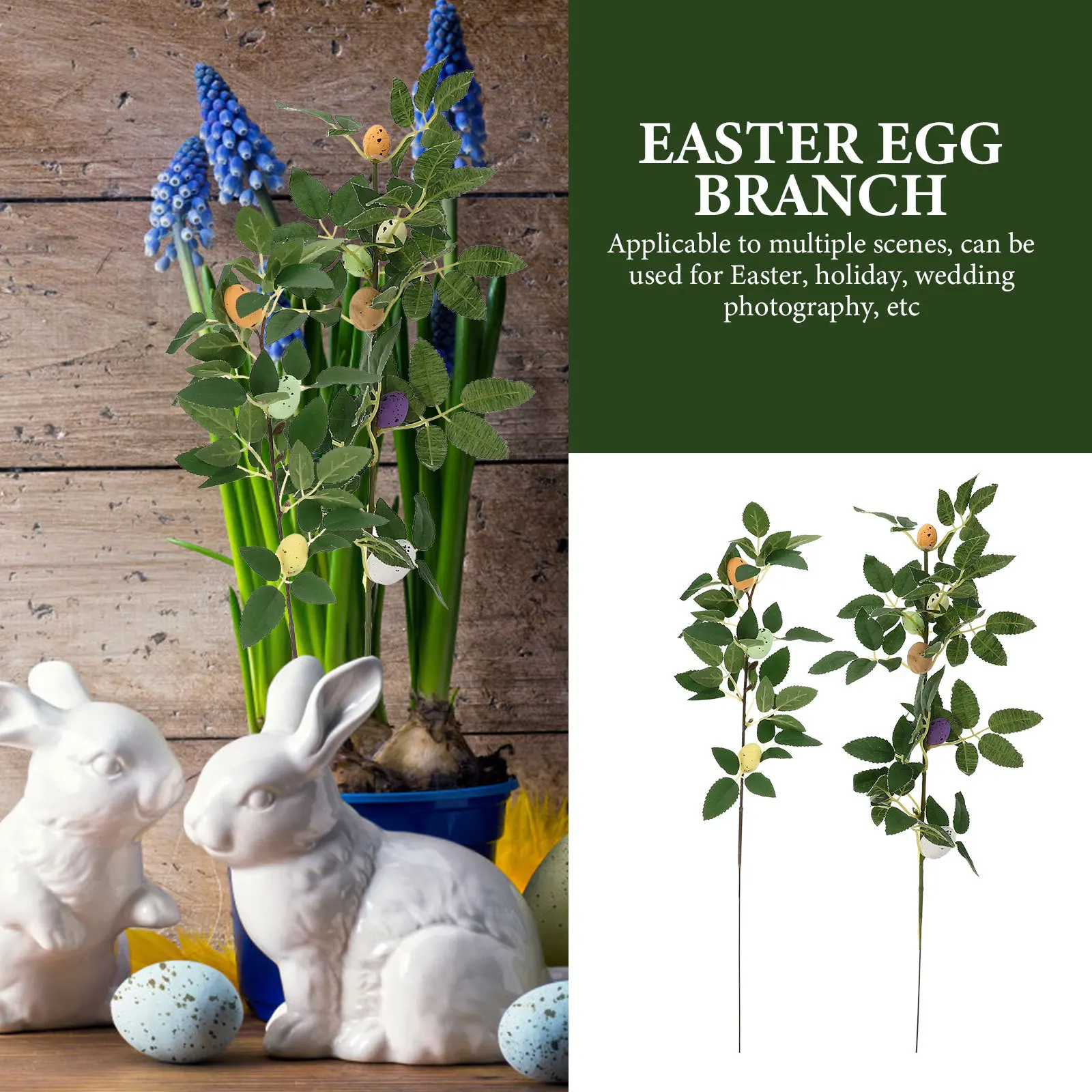 Branche d'œuf de pâques artificielle, 4 pièces, Bouquet d'œufs en mousse colorés et brillants, décoration de fête, ornement de pâques, accessoire Photo, pièce maîtresse