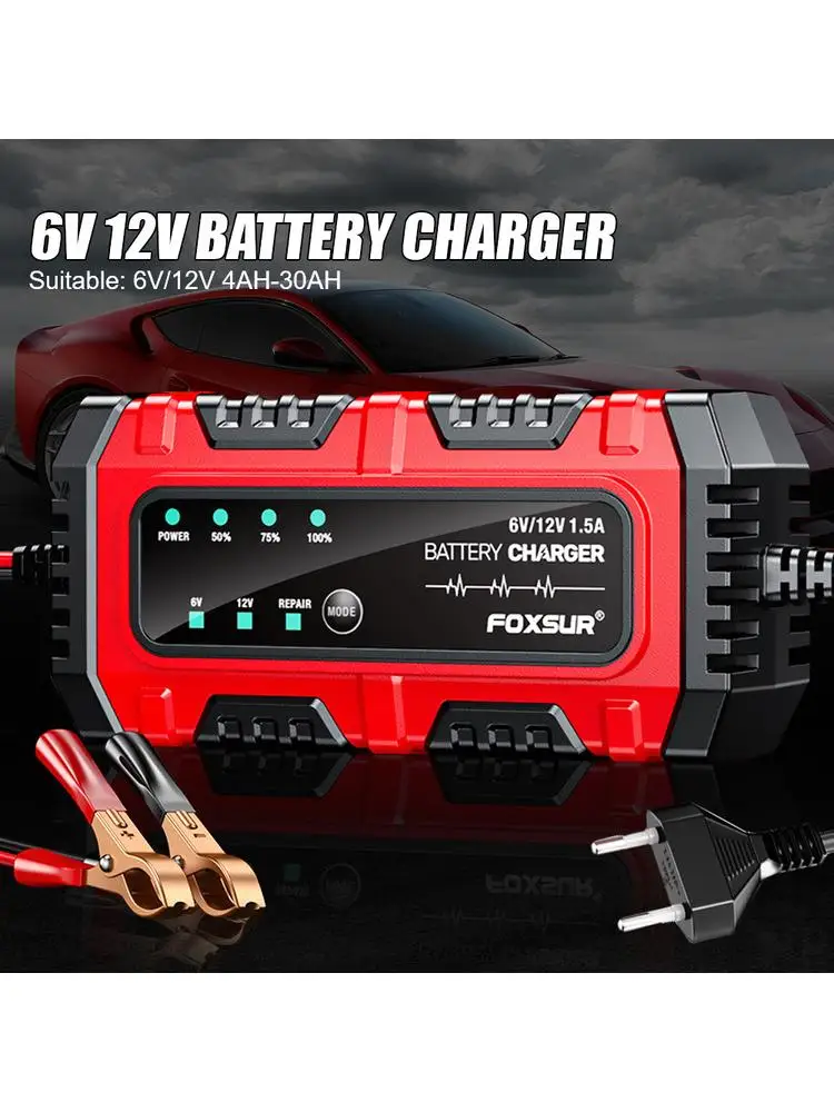 6V/12V 1,5A Mehrfachschutz Blei-Säure-Batterieladegerät Auto Motorrad Batterie Vollintelligente Intelligente Pulsreparatur