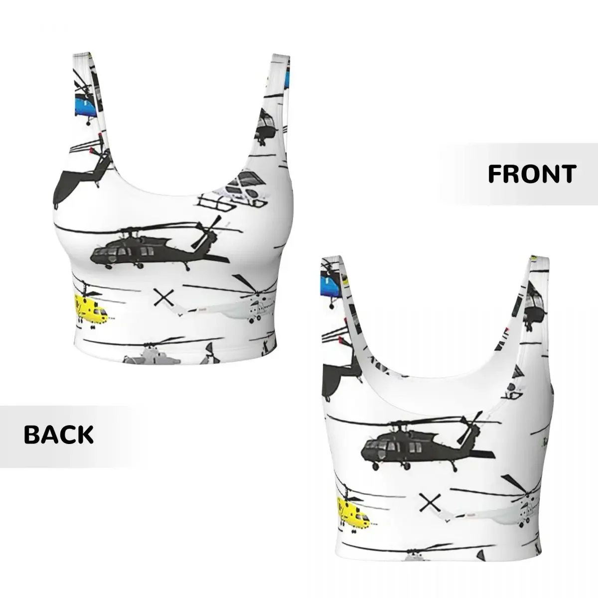 Custom Multiple Helicopters Women Sports Vest Bras Gym Workout High Impact Yoga Crop Tank Top