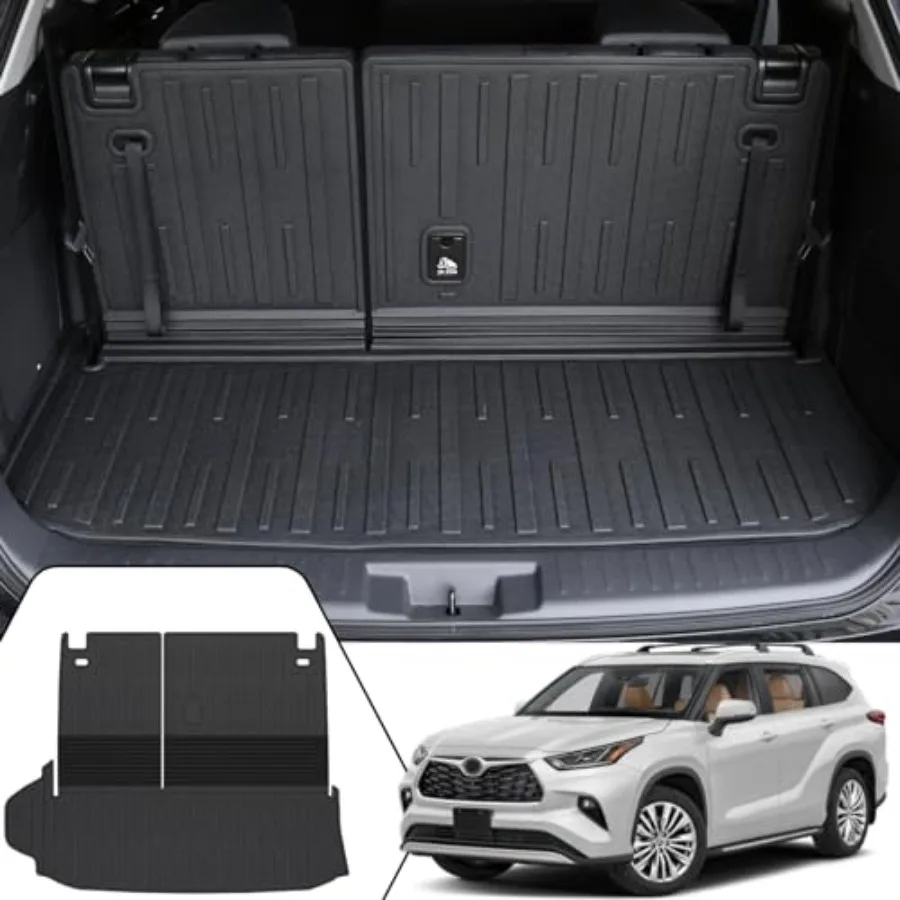 

Cargo Mat with Backrest Mat for 2020-2024 2025 2026 Toyota Highlander Car Mat Accessories Both Hybrid and Gas,TPE All Weather C