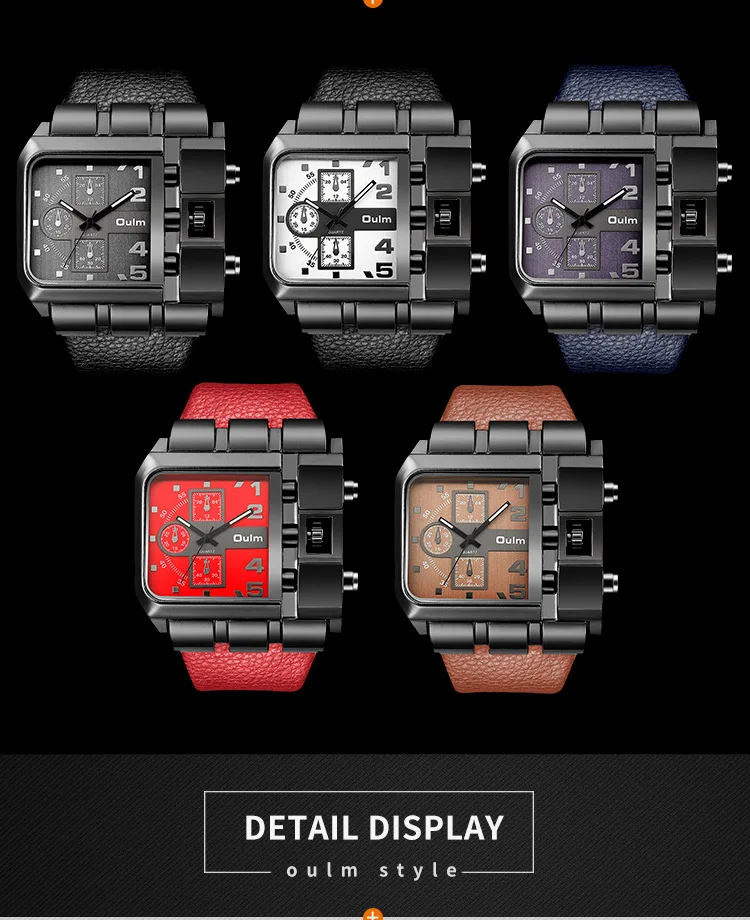 อูล์ม คูลแมนนาฬิกาที่ไม่ซ้ำกันการออกแบบที่ไม่สม่ำเสมอนาฬิกาแฟชั่นสายหนังสีดำกันน้ำนาฬิกาข้อมือควอตซ์ผู้ชายดรอปชิป