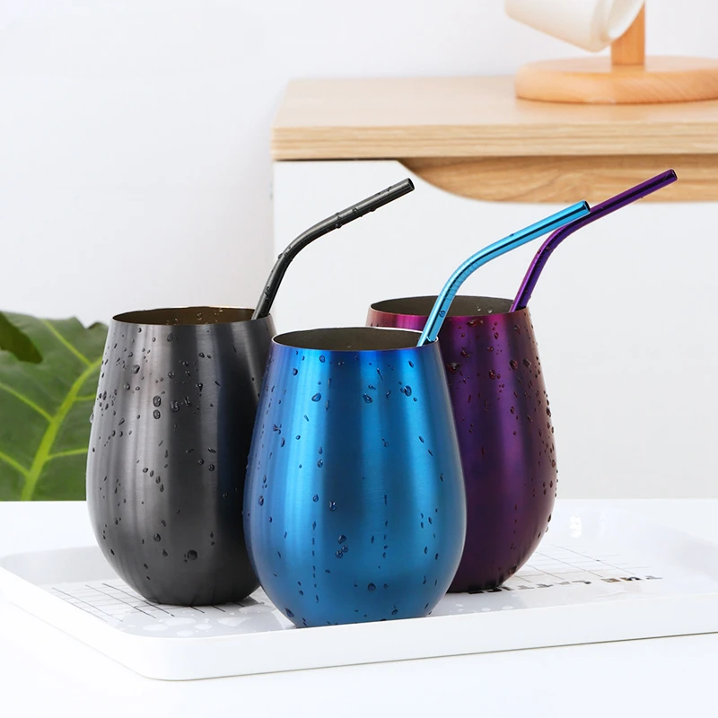 2pc 500ml Stainless Steel Beer Wine Cup Rose Gold Beer Tumbler Cocktail Juice Milk Metal Drinking Mug for Bar Outdoor Drinkware