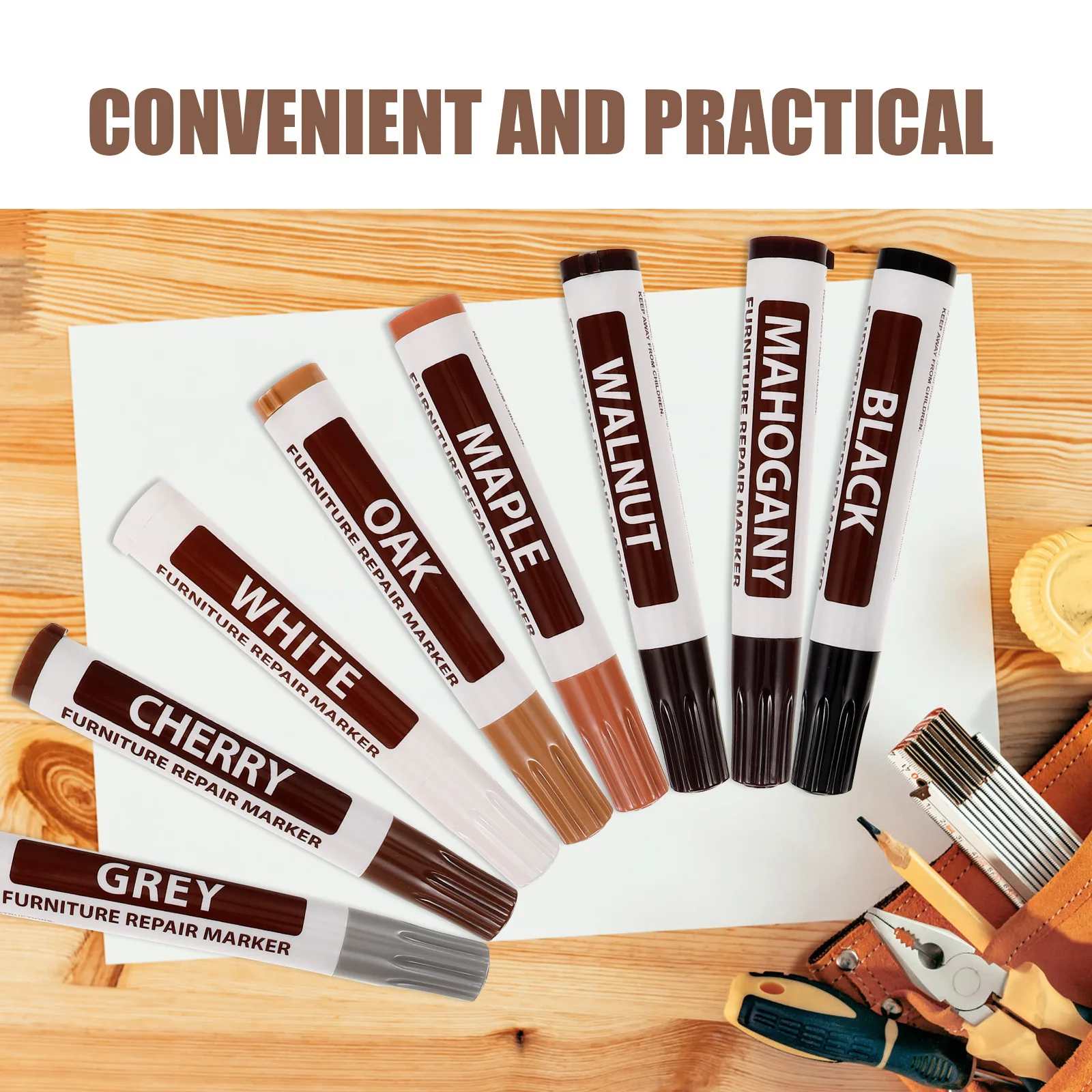 8 قطعة مجموعة أقلام الأثاث الخشب خدش إصلاح علامات للاستخدام المنزلي اللمس متابعة أقلام الطلاء للأرضيات الخشبية معدن الزجاج حجر البلاستيك #3