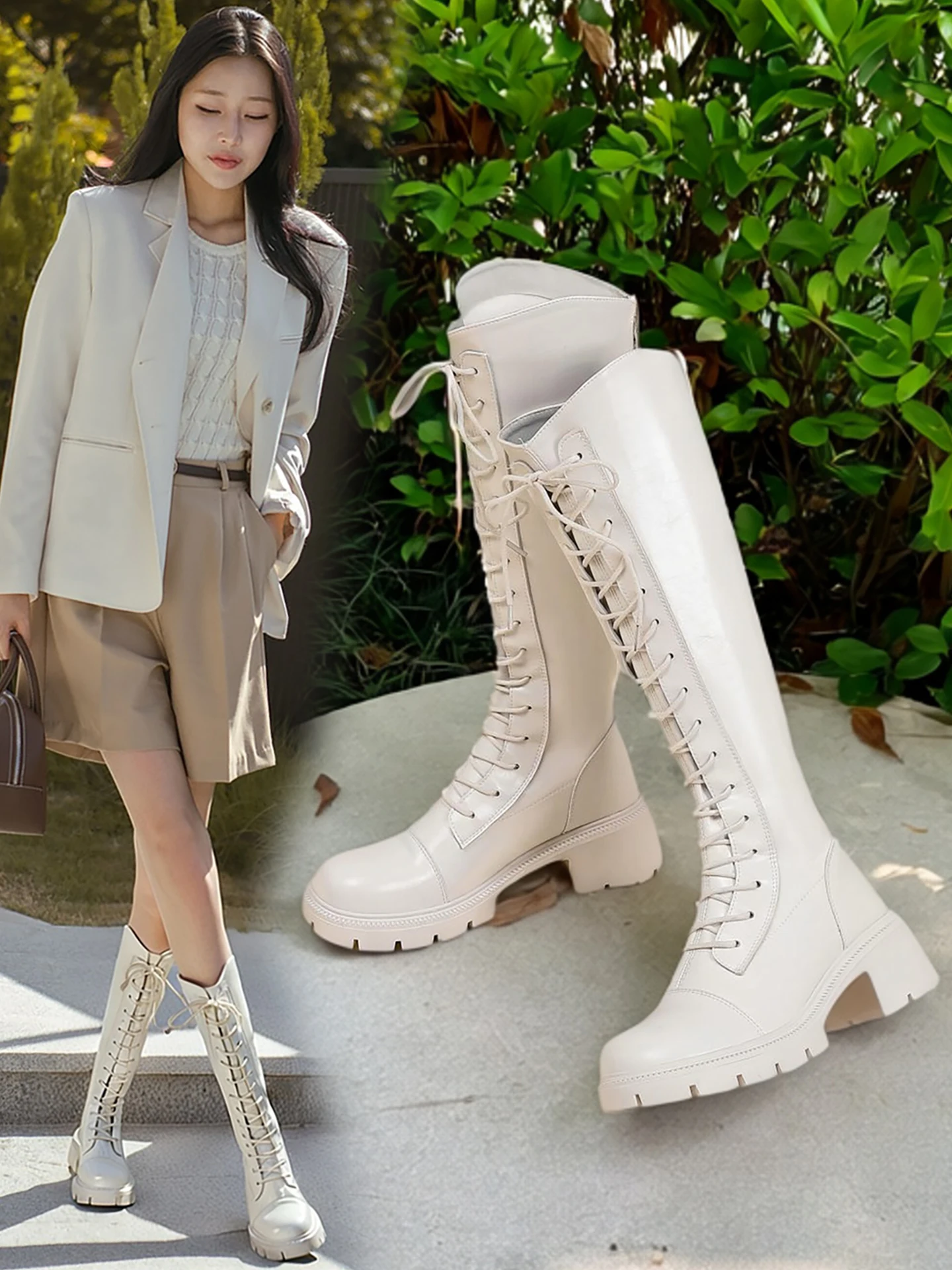 

White High-Tube Boots Thi Bot 34 Size Women's oes Comfortable Wide Foot Fat Big Size Fem Boots 4 to 43