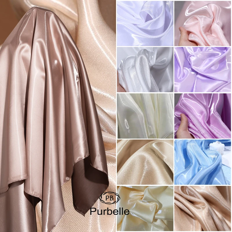 

khaki Luxury Glossy Metallic Liquid Satin Fabric Galaxy Water Gloss Satin Fabric for Suit Barbie Clothing Designer Materia