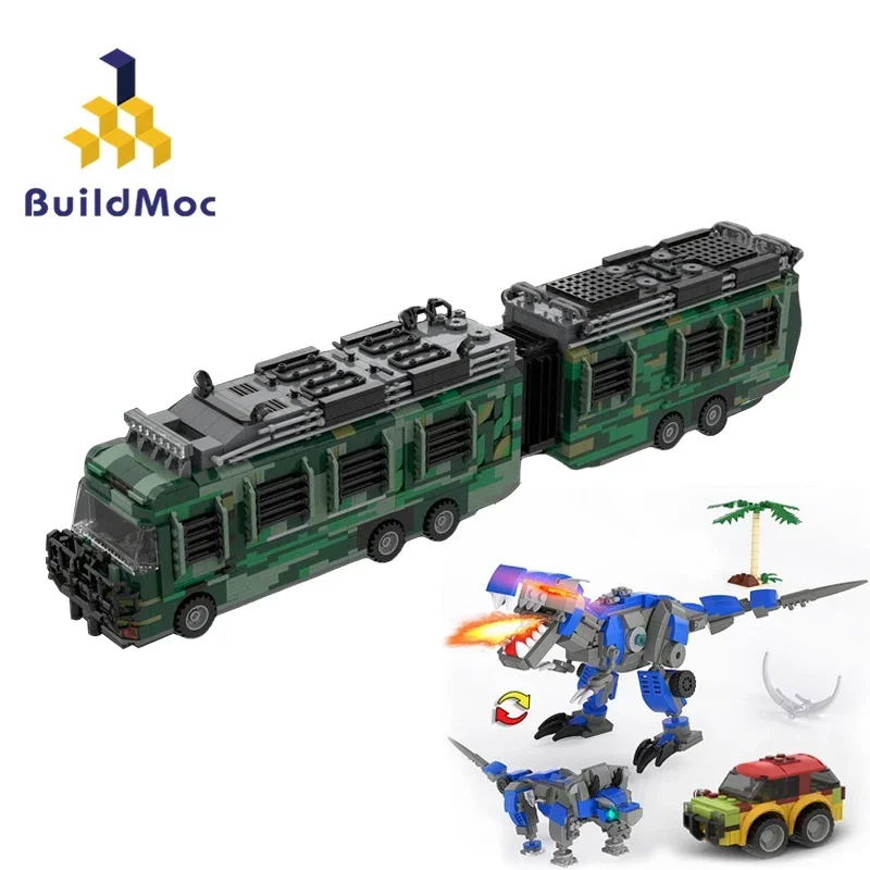 

BuildMoc Jurassic Series Fleetwood RV Mobile LAB Building Blocks Set Touring Car Train Bricks Toy For Children Kid Birthday Gift