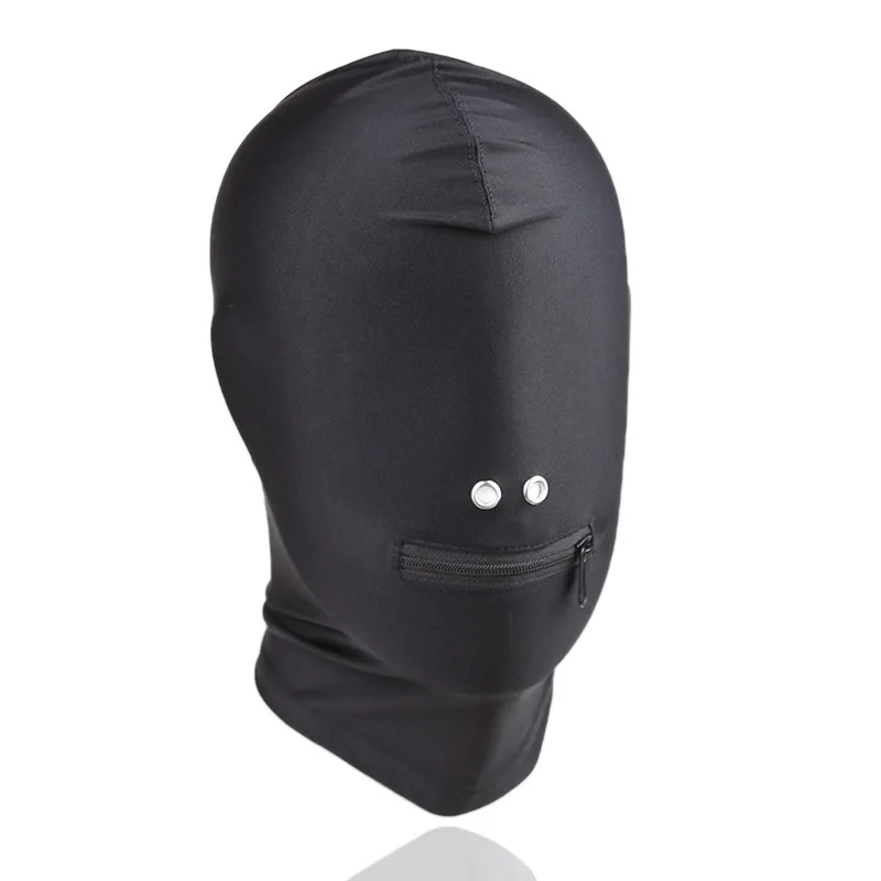 BDSM Spandex Full Head Hood Mask Breathable Open Eyes Mouth Slave Bondage Restraint Role Play Fetish Adult Sex Toy Gear