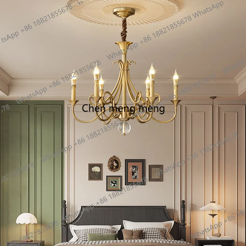 

All copper French medieval American retro candle living room chandelier high-end brass dining room