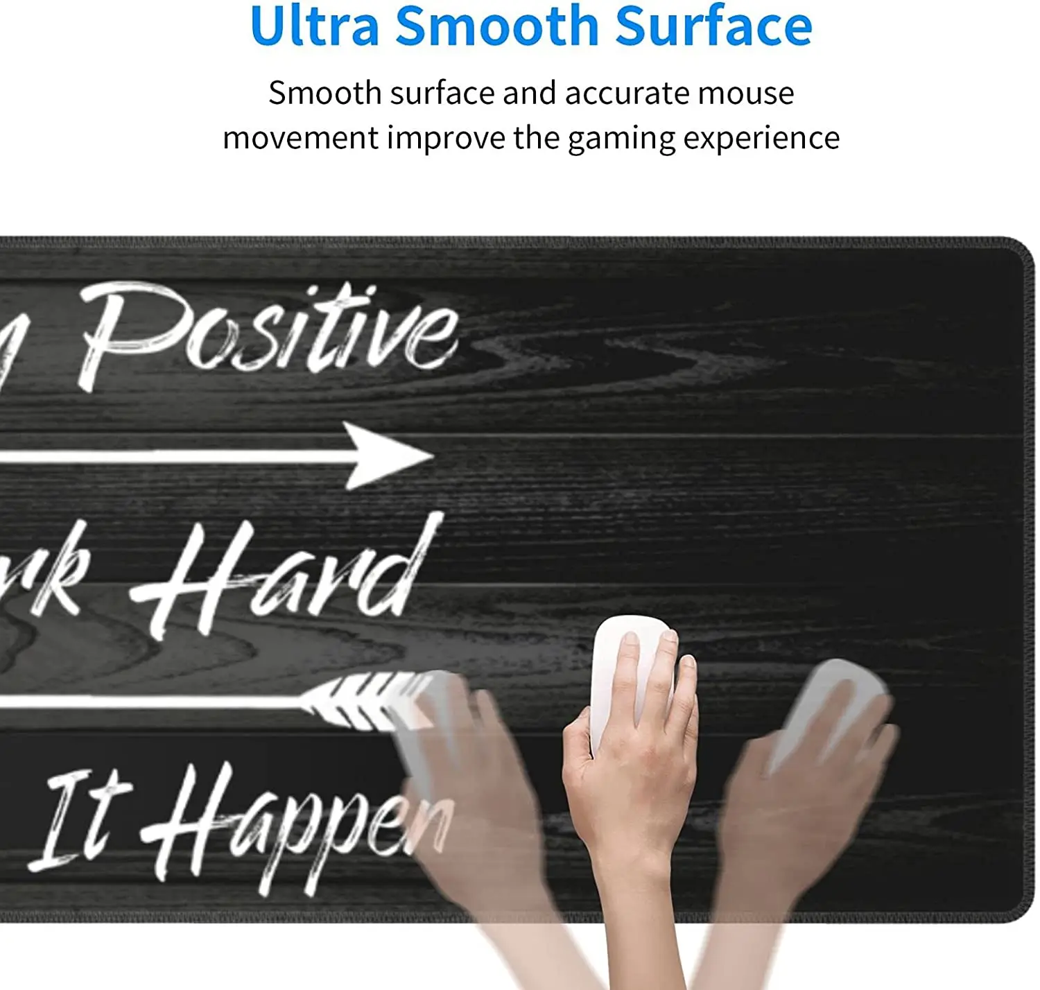 Stay Positive XL with Stitched Edges Extended Waterproof Desk Pads Non-Slip Rubber Base Large Keyboard Mat Computer 31.5×11.8 In