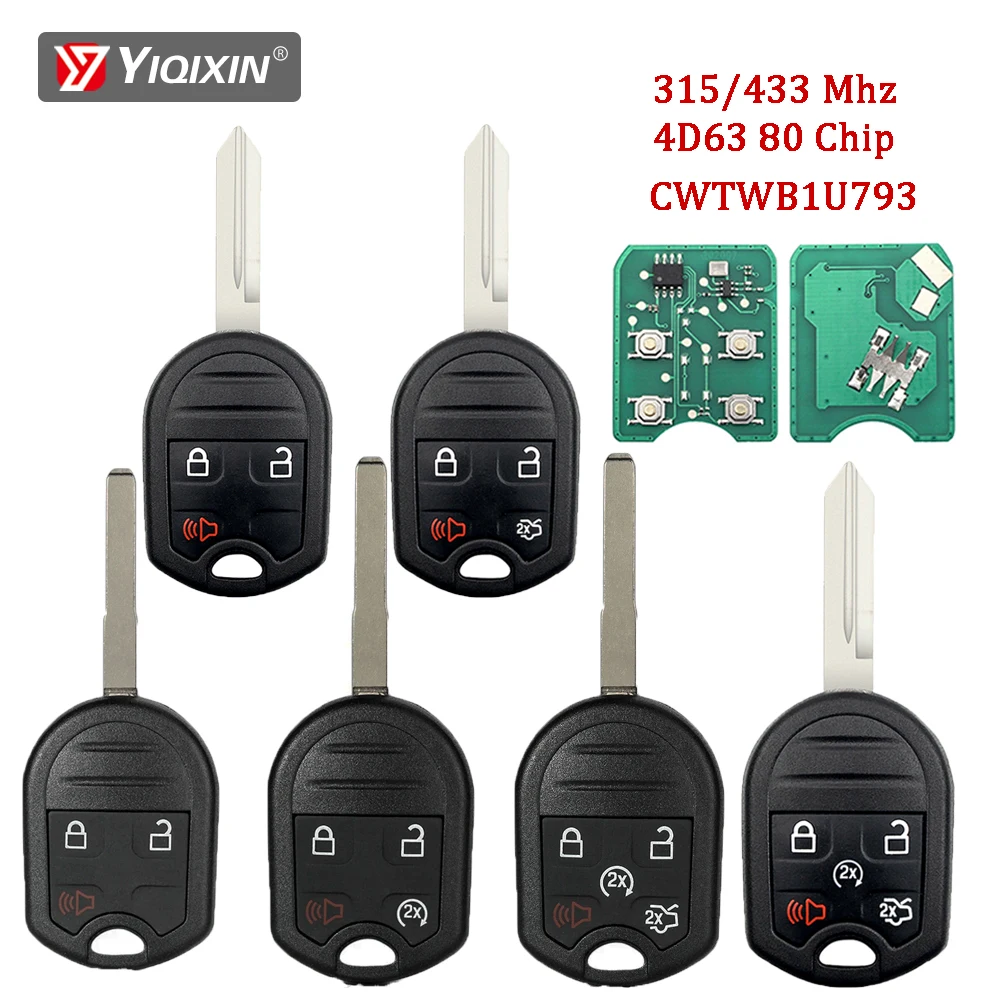 315/433MHz zdalny kluczyk samochodowy dla Ford Flex Explorer Taurus Fusion mugan Mazda Tribute 4 d63 Chip 80 bitów CWTWB1U793 HU101/FO38 Blade