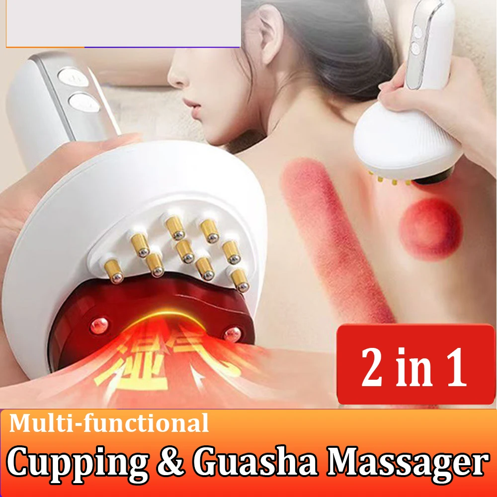 2In1 Cupping and Gua Sha Massager Electric Shaping Meridian Scraper Lymphatic Drainage Device Fat-Burning Cupping Back Massager