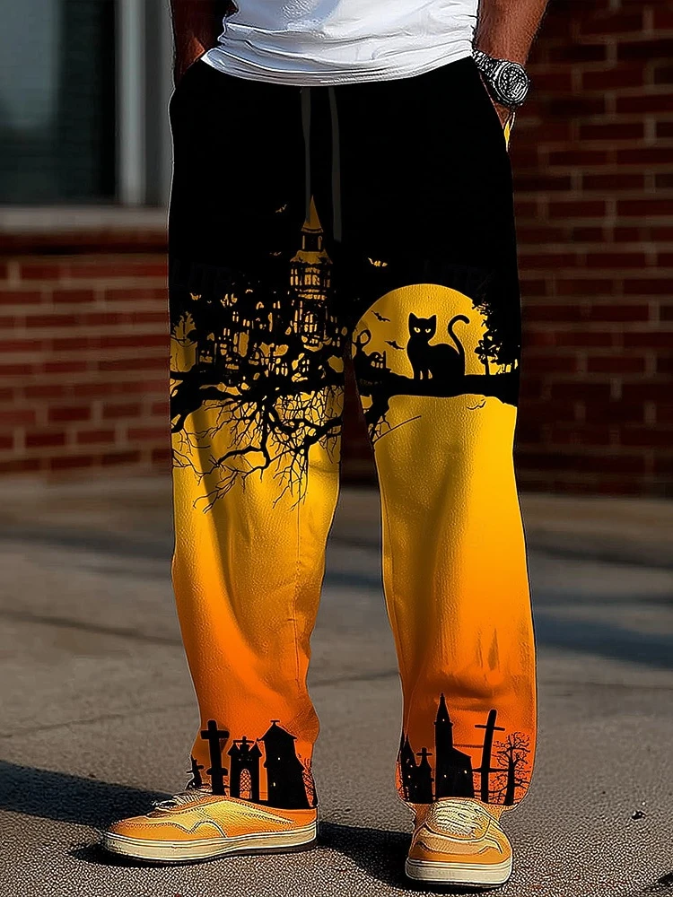 

Мужские повседневные брюки с 3D принтом на Хэллоуин осень 2025, мужские длинные брюки в городской уличной моде, простые и универсальные