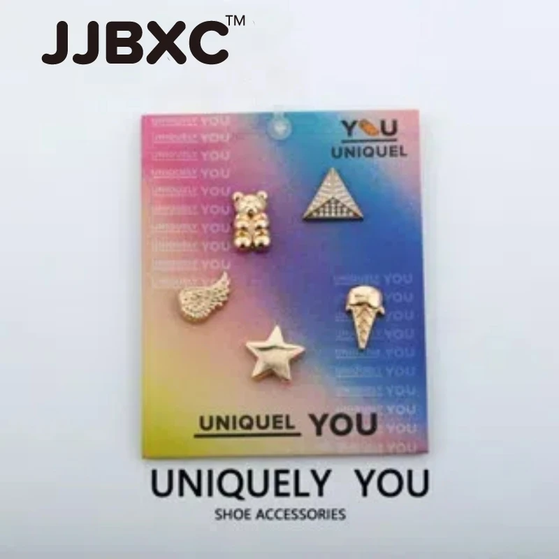 JJBXC charms set Shoe Buckle and Accessories (with Cardboard) Metal Gold Bear Pyramid Series